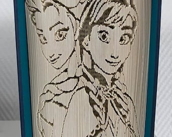 Patrón de corte y plegado del libro de Frozen de Elsa y Anna (descarga en PDF)