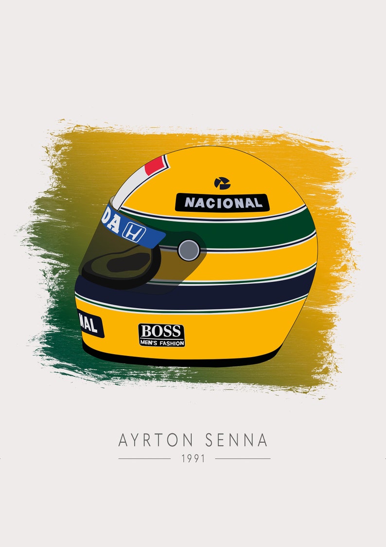 Ayrton Senna 1988 WDC Helmet Poster | Etsy
