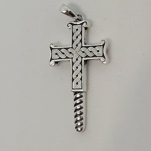 Croatia Cross Pendant Oxidised Jewellery, Large Viseslav Krstionica Pleter Kriz, Hrvatski Pleter, Croatian Jewelry, Necklace, Silver S925