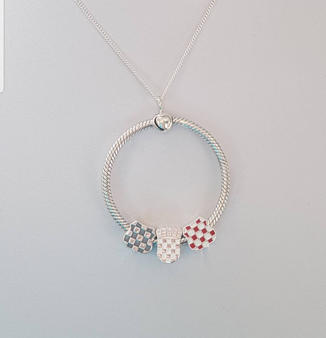 Croatia Pendant Charm, Size SMALL Jewellery, Hrvatska Hrvatski Stari Grb,  Croatian Jewelry, for chain or necklace (not included), Silver