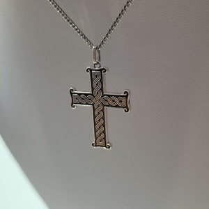 Croatia Cross Pendant Jewellery, Small Oxidised Traditional Pleter Kriz, Hrvatski Pleter, Croatian Jewelry, Necklace, Sterling Silver