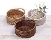 Rattan Round Spa Tray with Handle -Dia20cm x H8cm