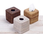 URU Rattan Square Tissue Box Cover - L 13.5cm x W 13.5cm x H 13.5cm