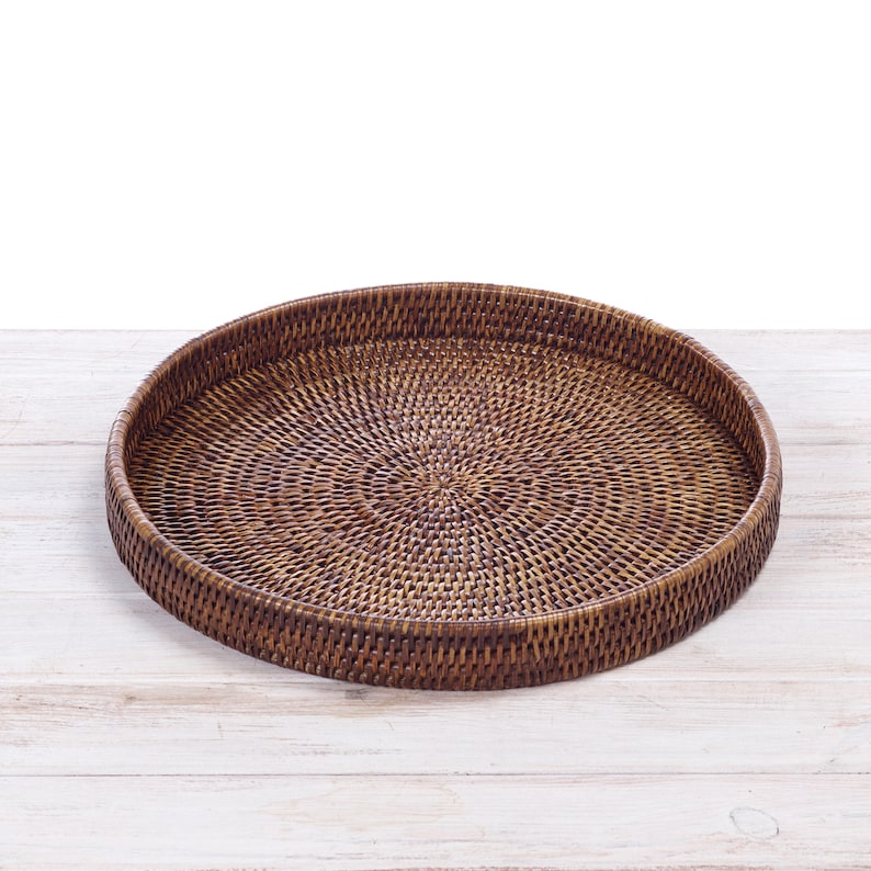 Rattan Round Tray Rattan Serving Tray Rattan Platter Rattan Etsy