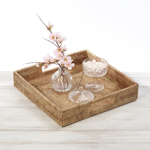 Rattan Square Tray/ Square Serving Tray/ Breakfast Tray  -  Hand Woven in Burma.