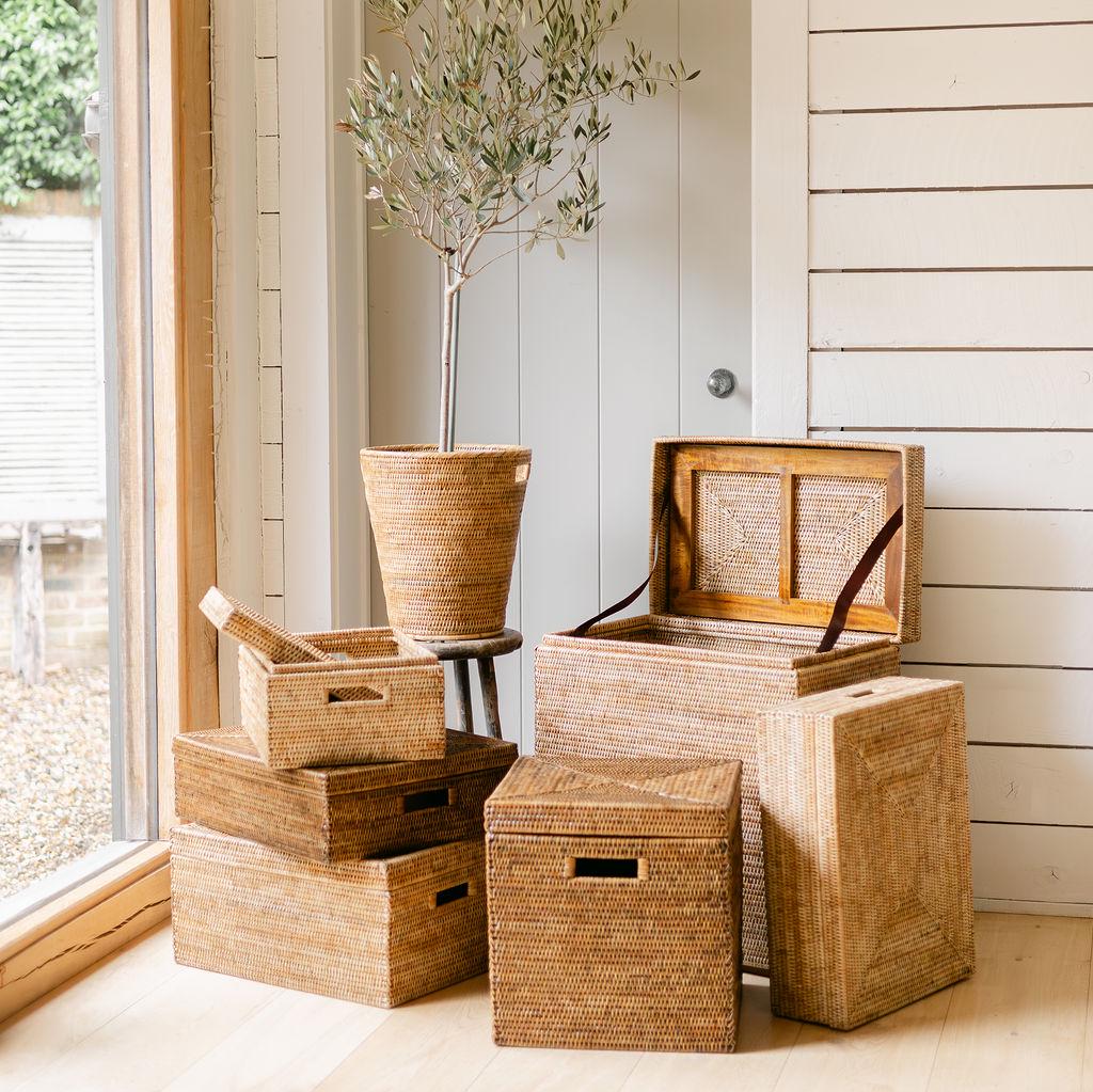Square Rattan Storage Box With Lid -L 38 X W38 X H38cm - Etsy
