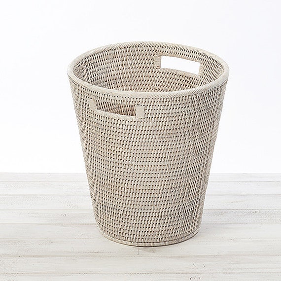 Large Round Waste Paper Bin Basket With Insert Handle Etsy