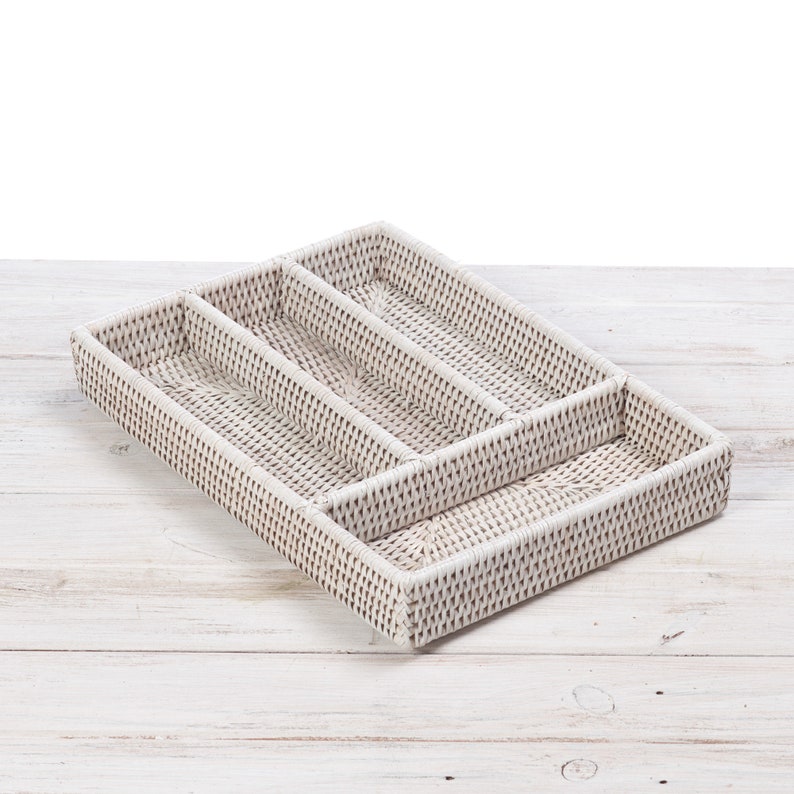 URU Handwoven Rattan Cutlery Tray L 34cm x W 24cm x H 5cm Etsy