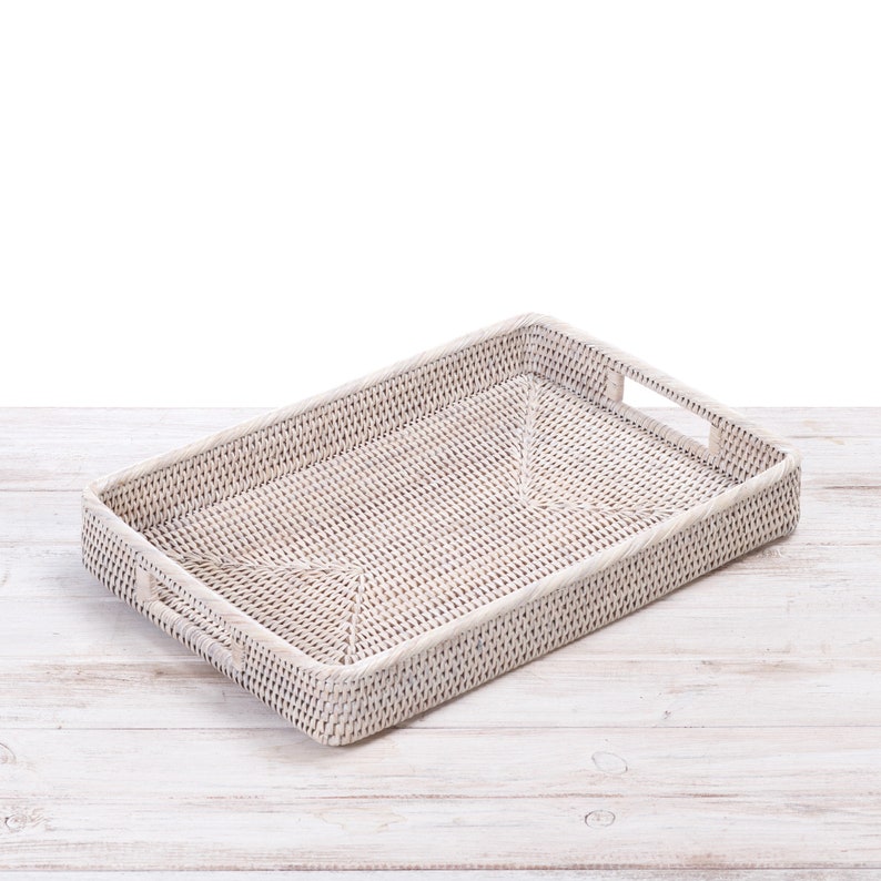 Rattan Rectangular Serving Tray L45cm x W30cm x H6cm Etsy