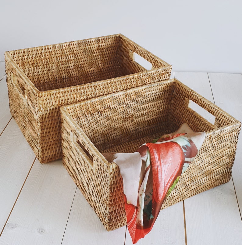 Rattan Rectangular Storage Basket Large/Small image 9