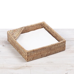 Rattan Square Napkin Holder - L19 x W19 x H6cm (Small),  L22.5 x W22.5 x H6cm ( Large)