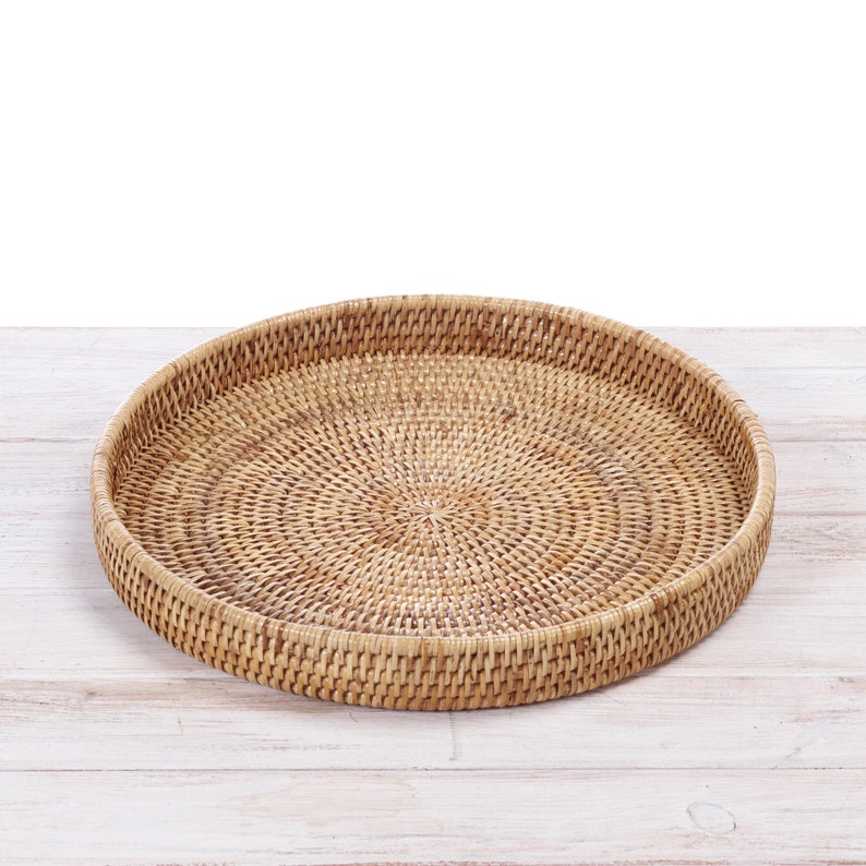 Rattan Round Tray Rattan Serving Tray Rattan Platter Rattan Etsy