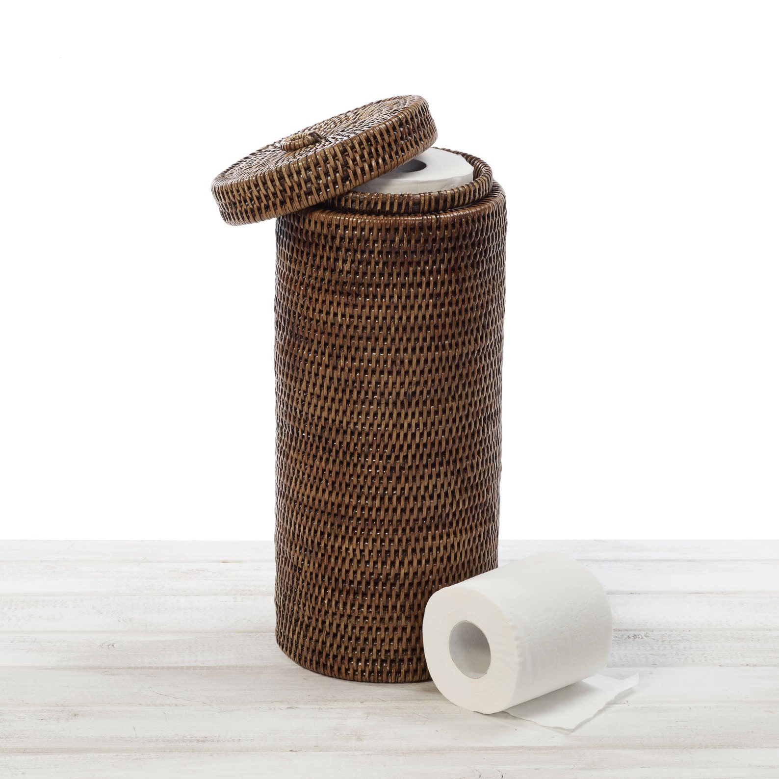 Rattan Cylinder Toilet Roll Holder Bathroom Storage Rattan Etsy UK