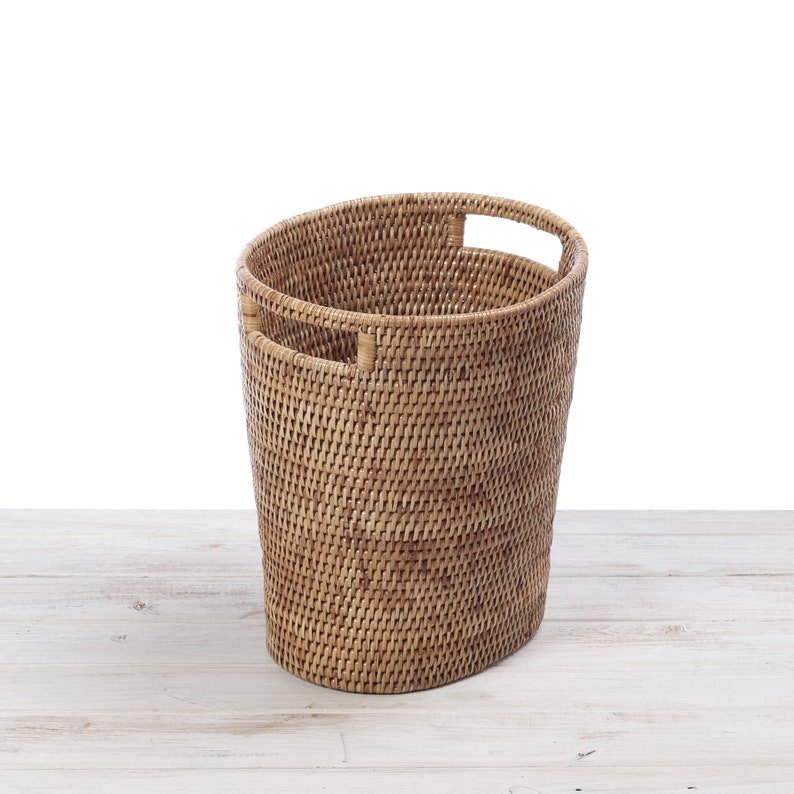 Oval Rattan Paper Bin Rattan Waste Bin Rattan Waste Basket Etsy