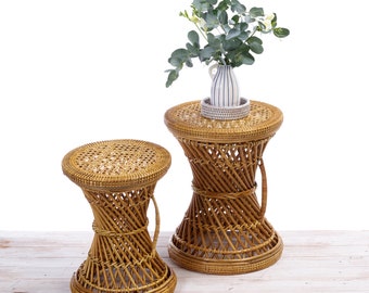 Uru Twisted Rattan Stool Large and Small