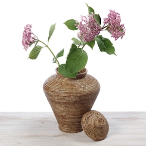 URU Rattan Flower Vase - Hand Woven in Burma