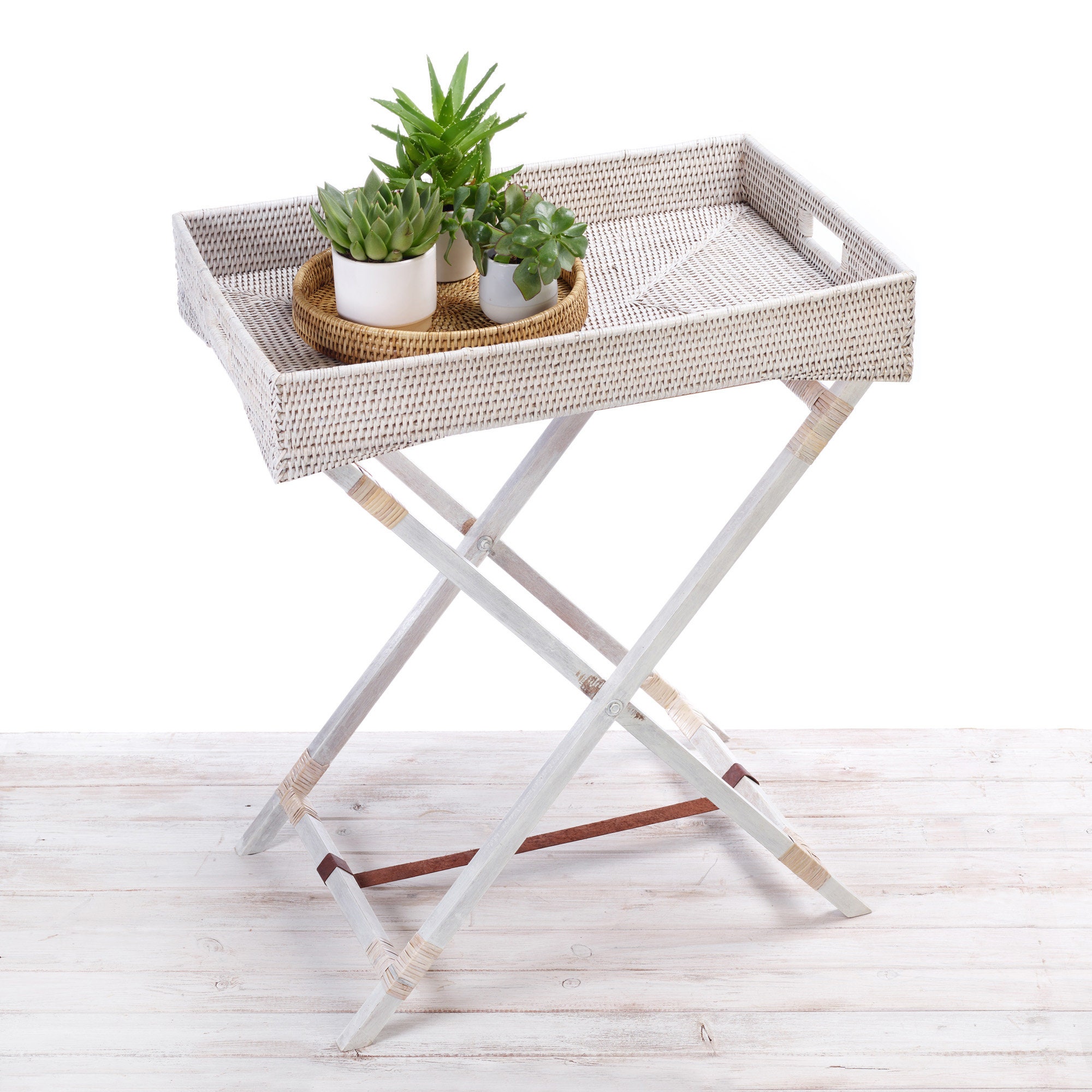 Tray Table. Butlers Tray. William Morris White Wood Folding Tray on Legs,  Side Table, Large Wooden Tray, Decoupage, Tray With Handle 