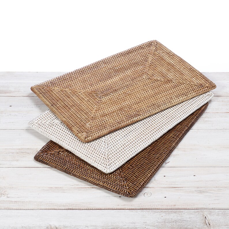 Rattan Rectangular Placemat Large/and Small Handwoven in Etsy