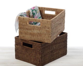 Rattan Rectangular Storage Basket   ( Large/Small)