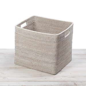 Rattan Large Tall Drawer Storage Basket - L37cmX W32cm X H32cm Hand Woven in Burma