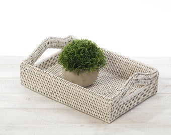 Rattan Vanity Tray with Handle  - Hand Woven in Burma