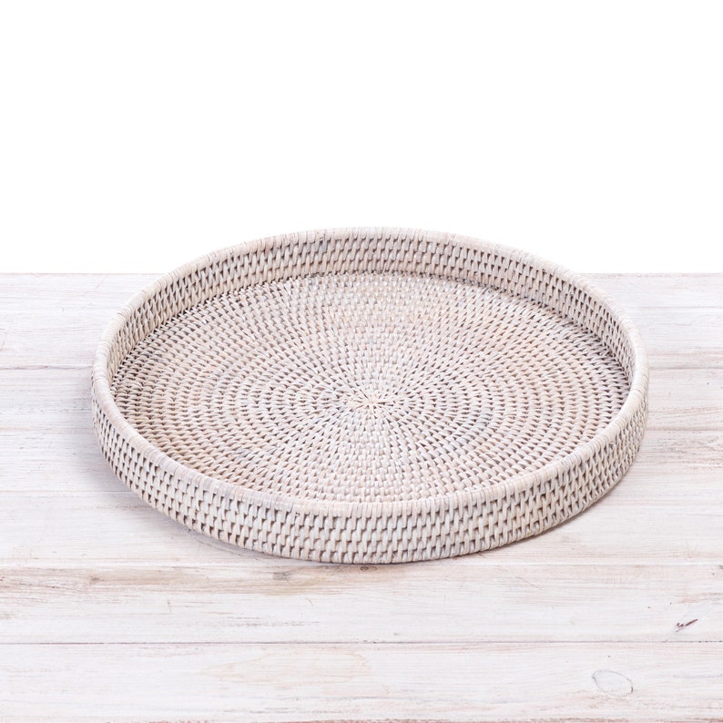 Rattan Round Tray Rattan Serving Tray Rattan Platter Rattan Etsy