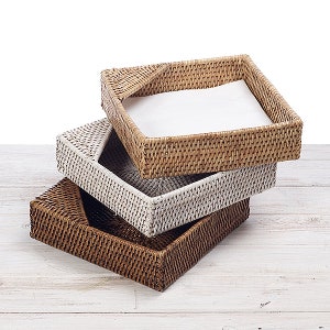 Rattan Square Napkin Holder - L19 x W19 x H6cm (Small),  L22.5 x W22.5 x H6cm ( Large)