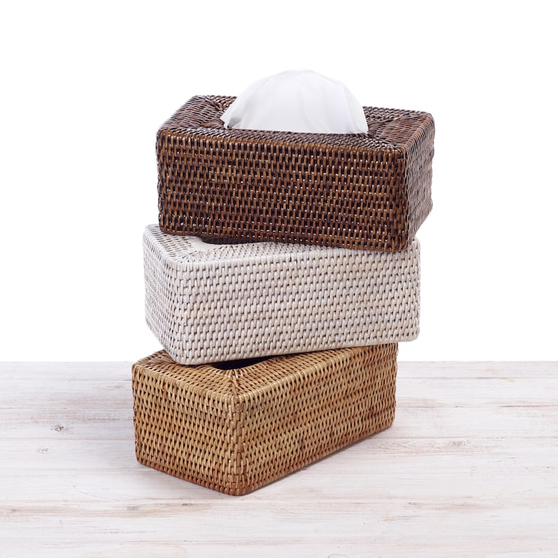 Rattan Tissue Box Cover Rectangular Shape L 25cm X W 14cm X H 10cm image 1