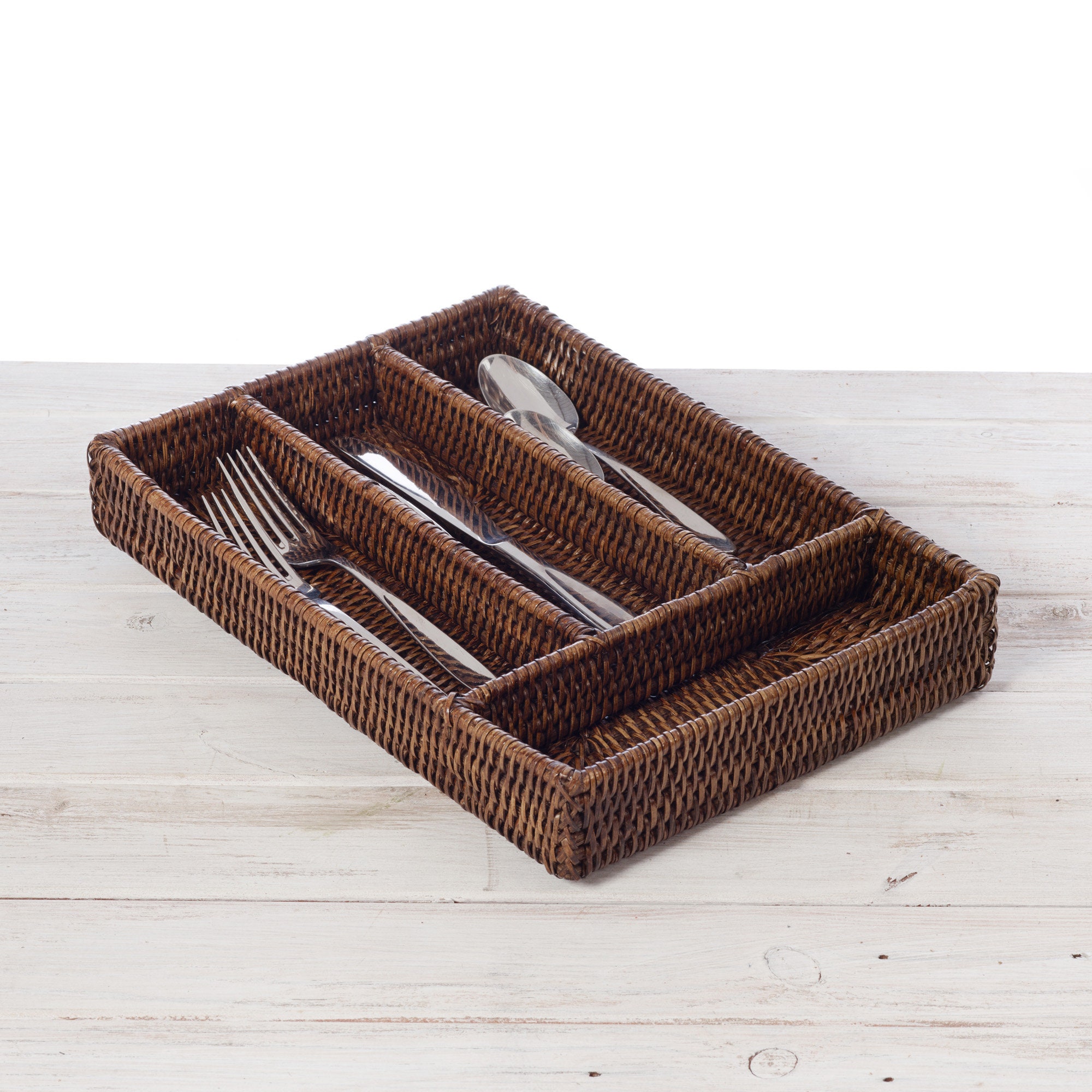 URU Handwoven Rattan Cutlery Tray L 34cm x W 24cm x H 5cm Etsy