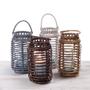 Rattan Candle Lantern (12cm Dia X 30cm H) - Hand Crafted in Burma