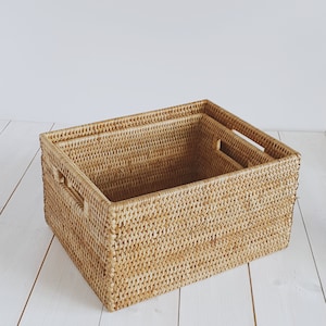 Rattan Rectangular Storage Basket Large/Small image 6