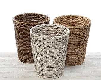 Rattan Classic Paper Bin/ Waste Bin - Standard Size  Dia 25/18 x H 29cm