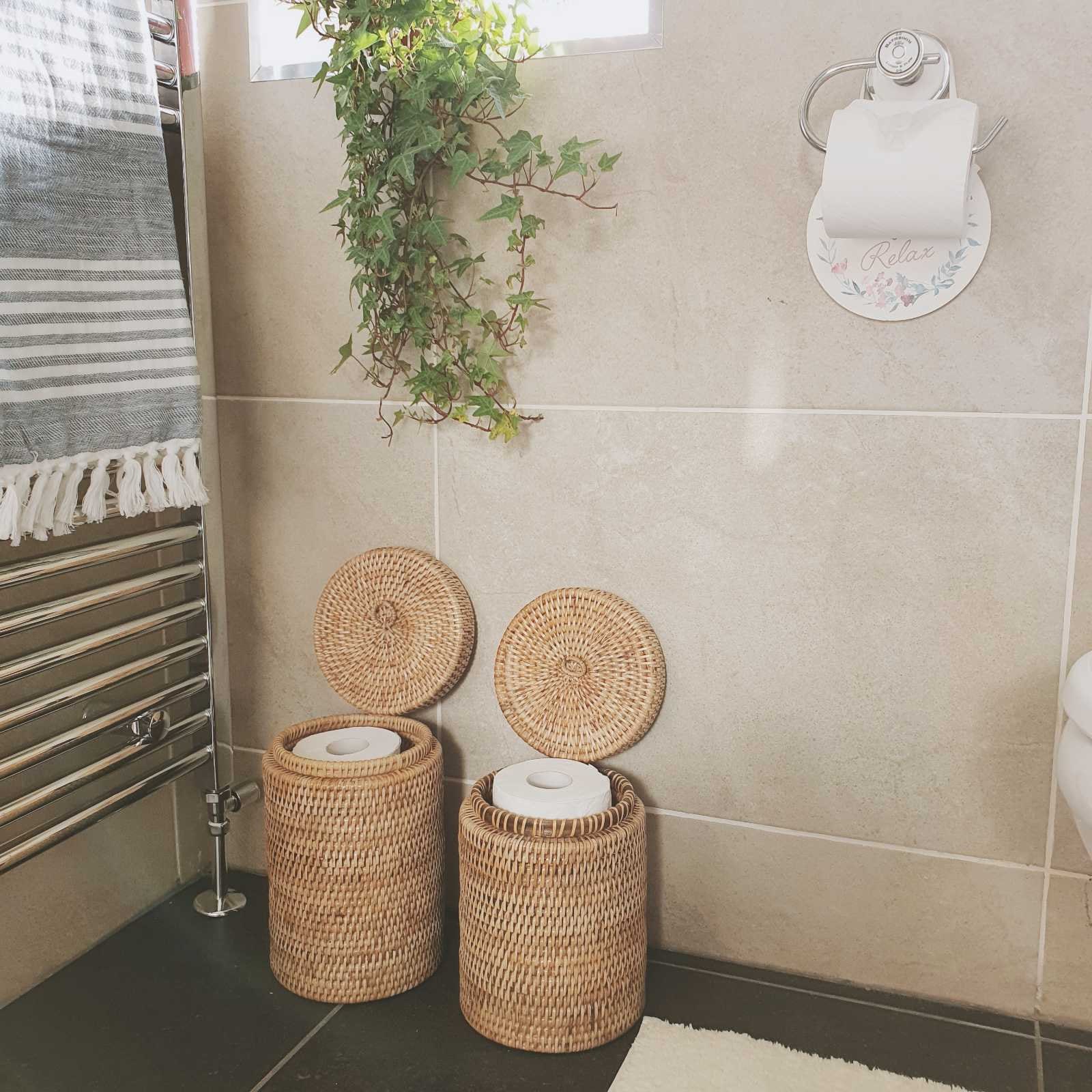 Papelera baño ratan sale