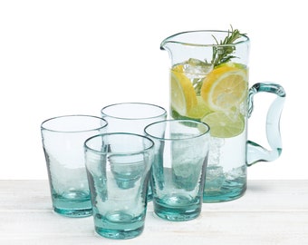 Recycled and Hand Blown Classic  V Shape Tumbler Glass, Drinking Water Glass - ( Clear Colour)