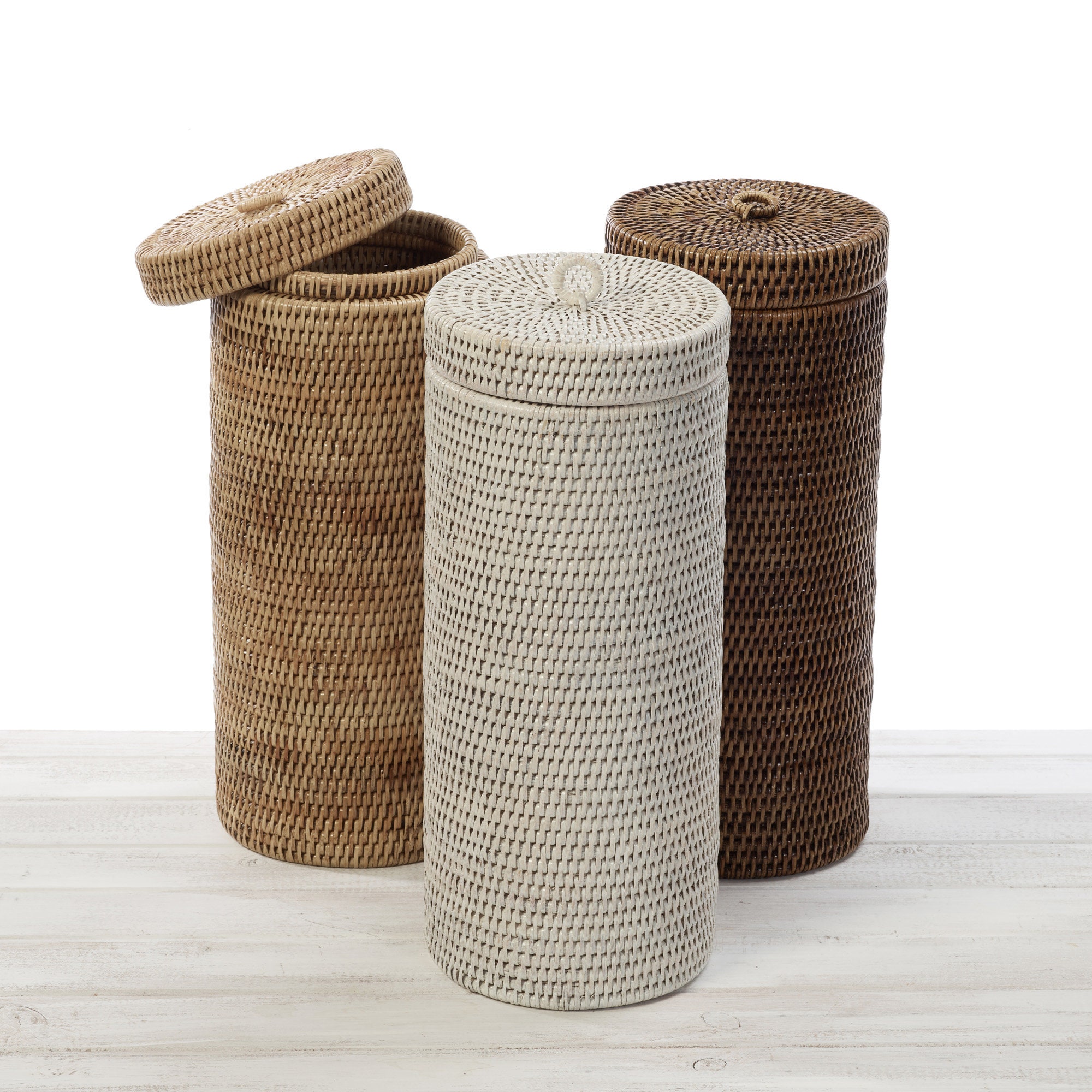 Rattan Cylinder Toilet Roll Holder Bathroom Storage Rattan Etsy