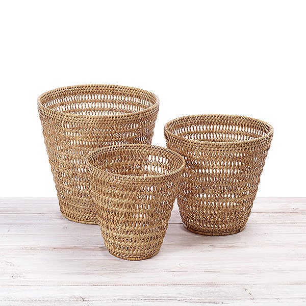 Rattan Open Weave  Paper Bin/ Waste Bin  ( Large, Medium and Small )