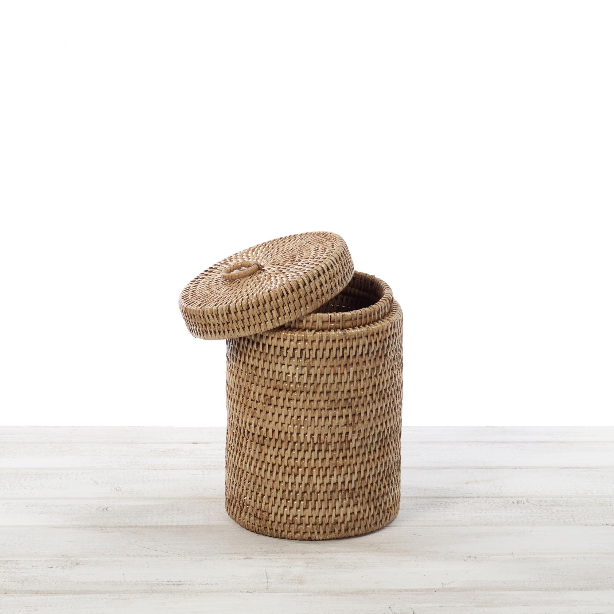Rattan Small Cylinder Bathroom Bin/ Rattan Cylinder Paper Bin Etsy UK