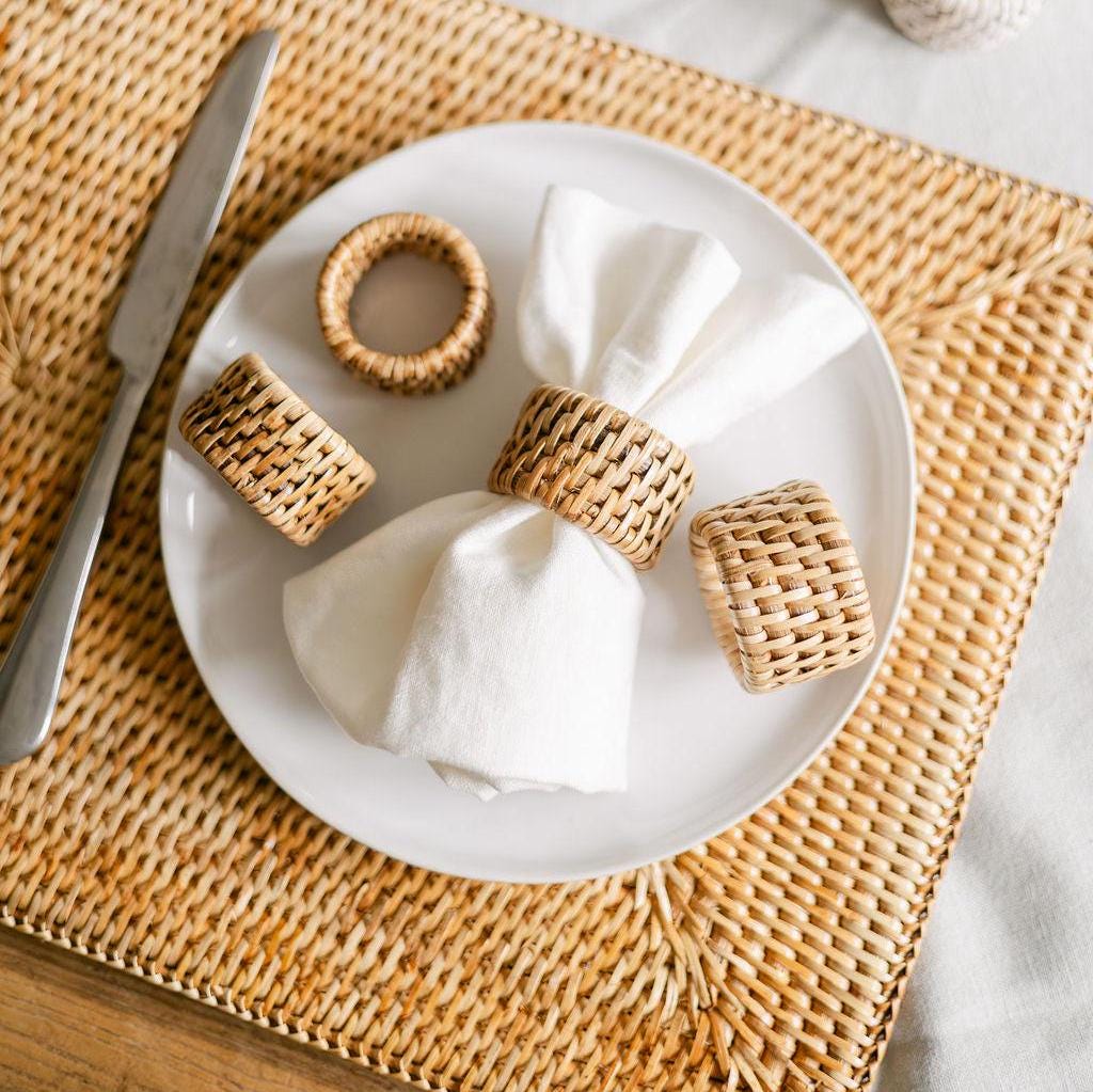 Rattan napkin rings discount