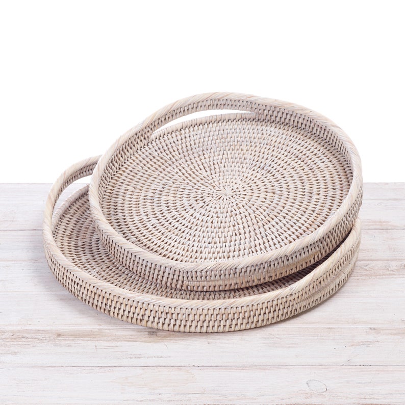 Rattan Classic Round Serving Tray Rattan Drink Tray with Etsy