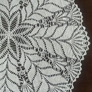 Handmade Linen Crochet Tablecloth: Rustic Lace Table Cover (39 inch Diameter)