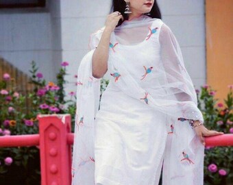 White Kurti Pant Set - Etsy
