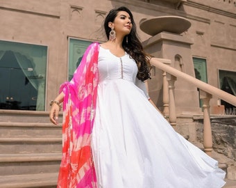 White Anarkali - Etsy