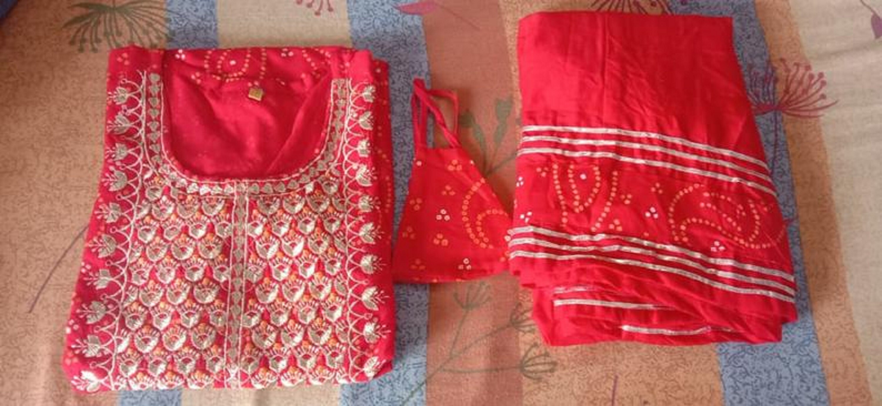 Indian bollywood embroidery designer rayon red kurta with  etsy