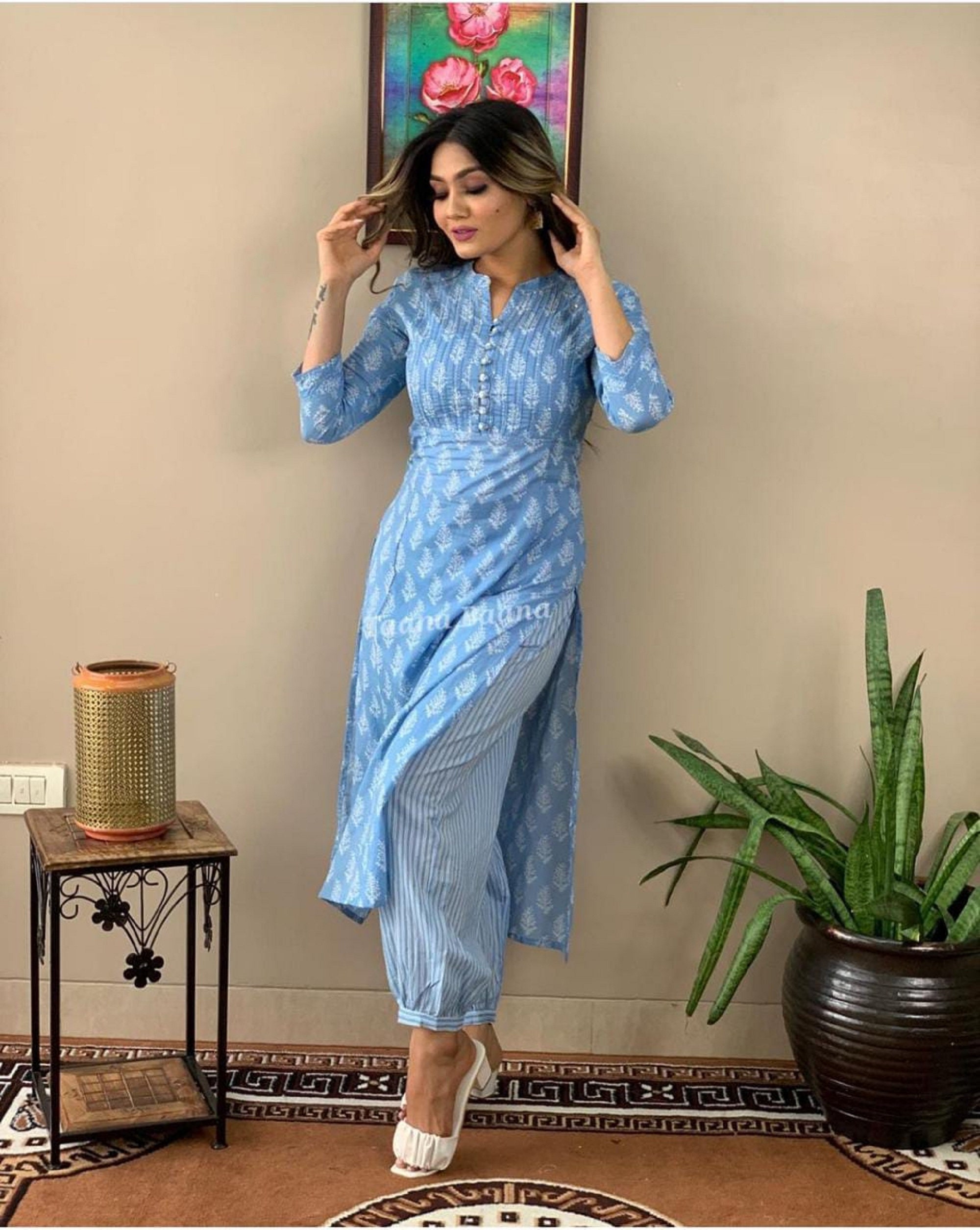 light blue color kurti
