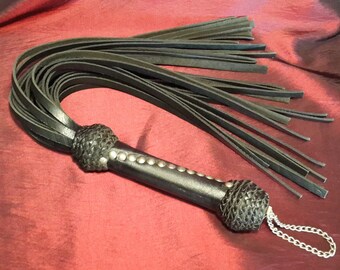 Heavy Leather Black Flogger.