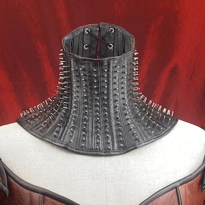 Tall Neck Corset with Spikes and  Fully boned Leather.