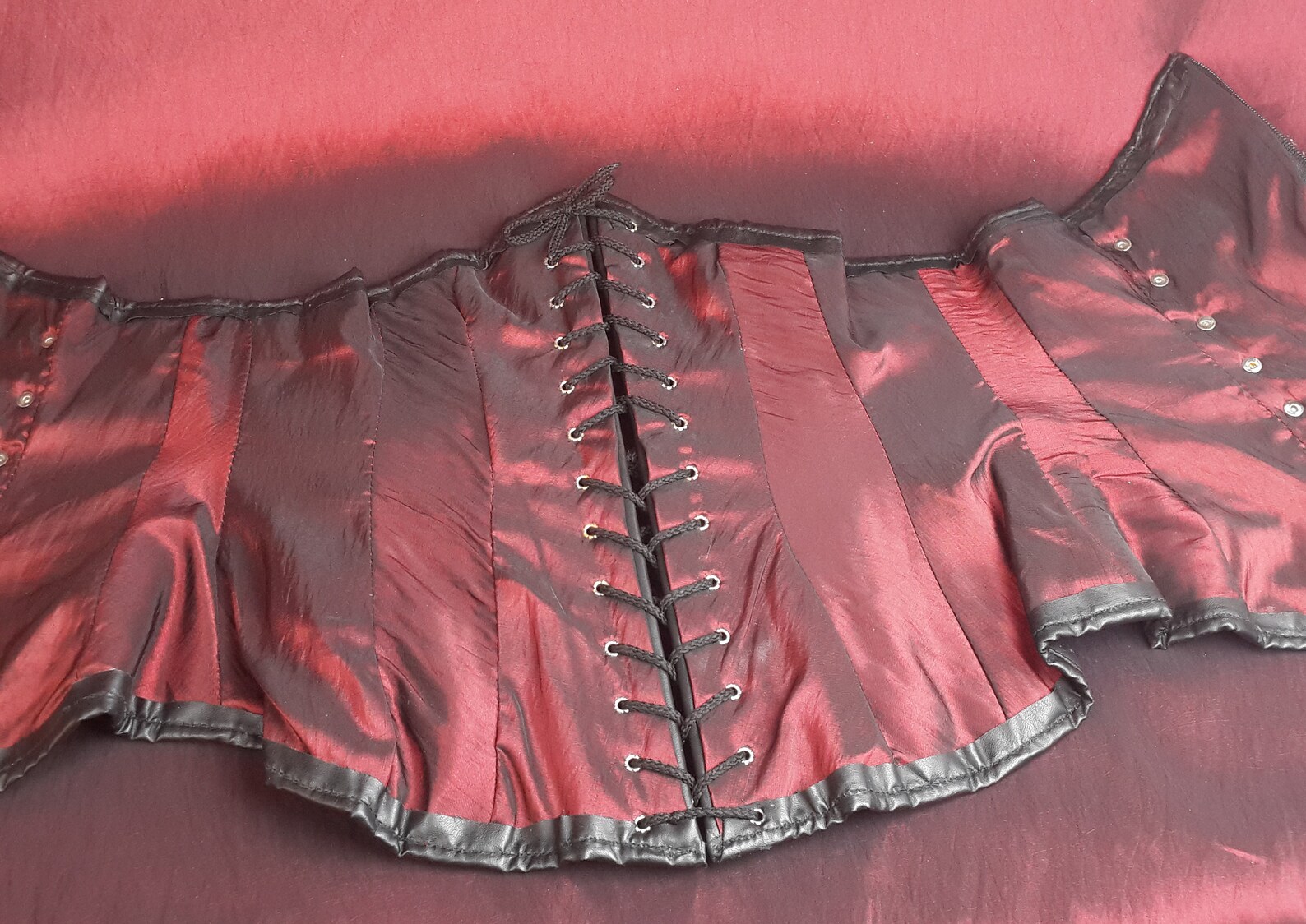 Black PU Leather Lace Underbust Corset