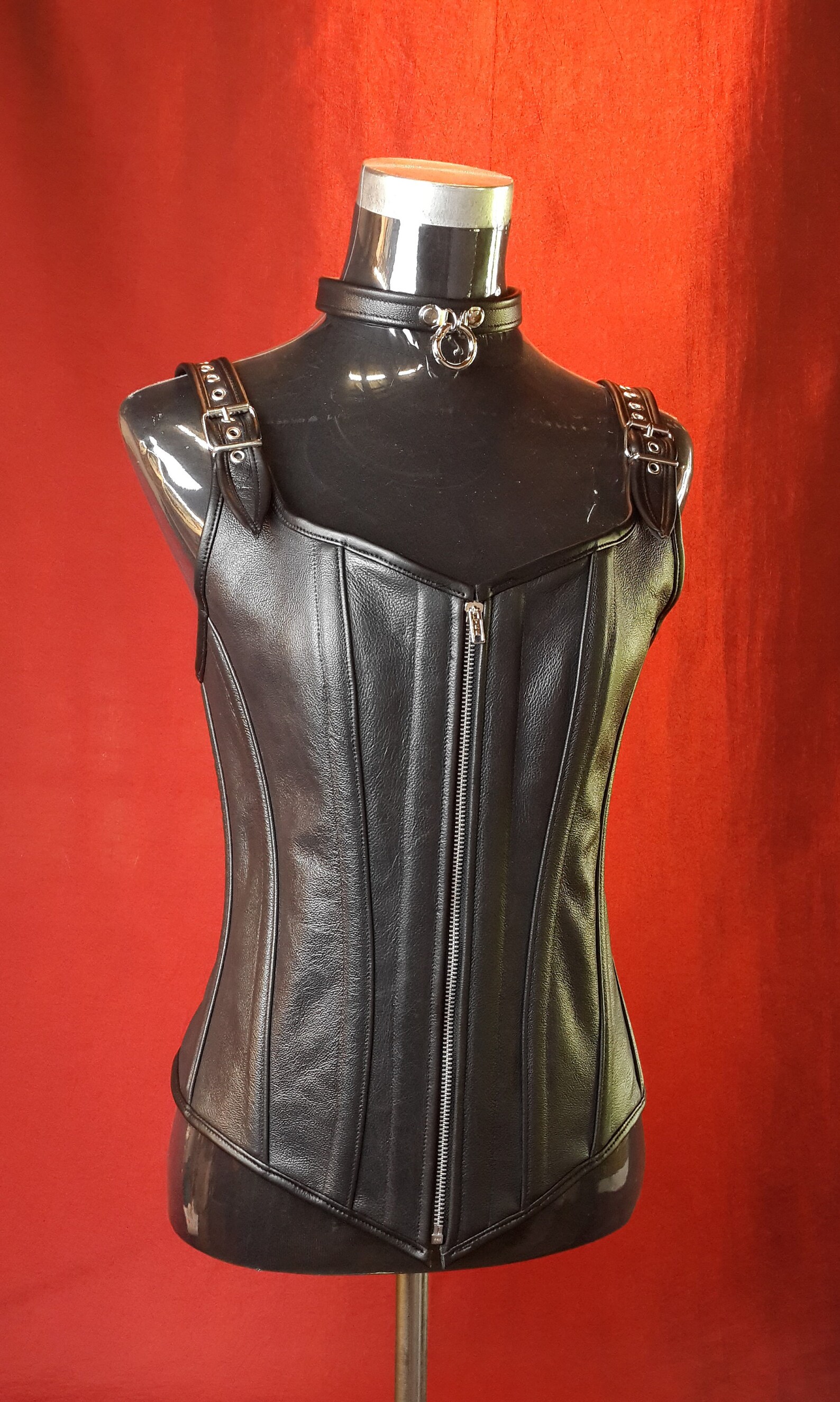 Female Black Leather Full Length Corset With Front Zip and Etsy — free download