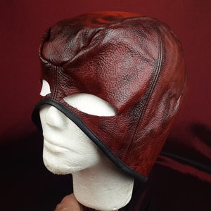 Leather Half Mask/Hood with rear zipper. Executioners hood.