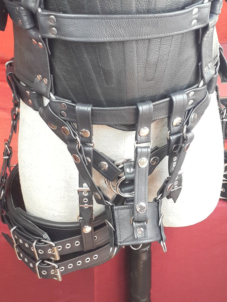 Male Full Body Harness in Fine Black Sewn Leather With Cock - Etsy